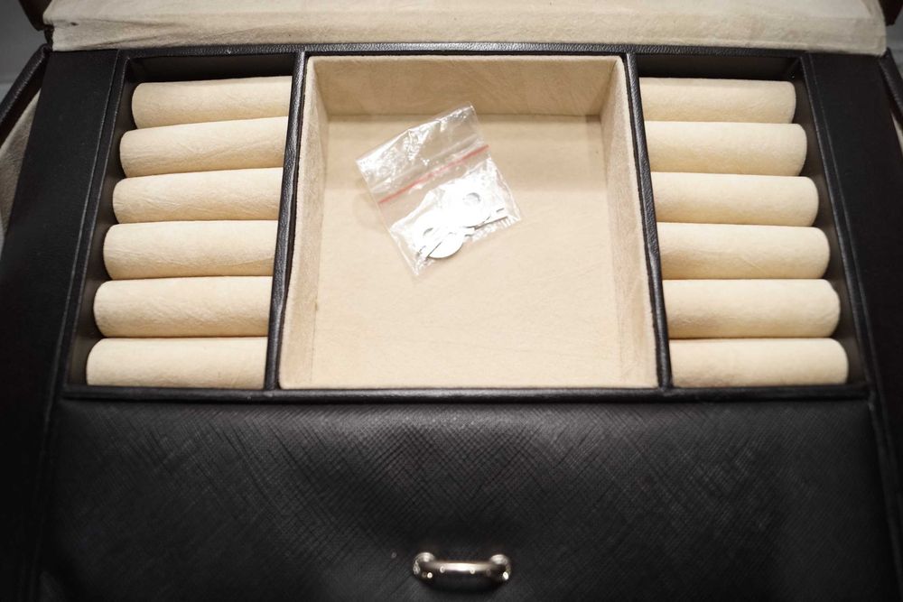 G461 Pudełko szkatułka organizer na biżuterię duży Jewerly Box czarny ...