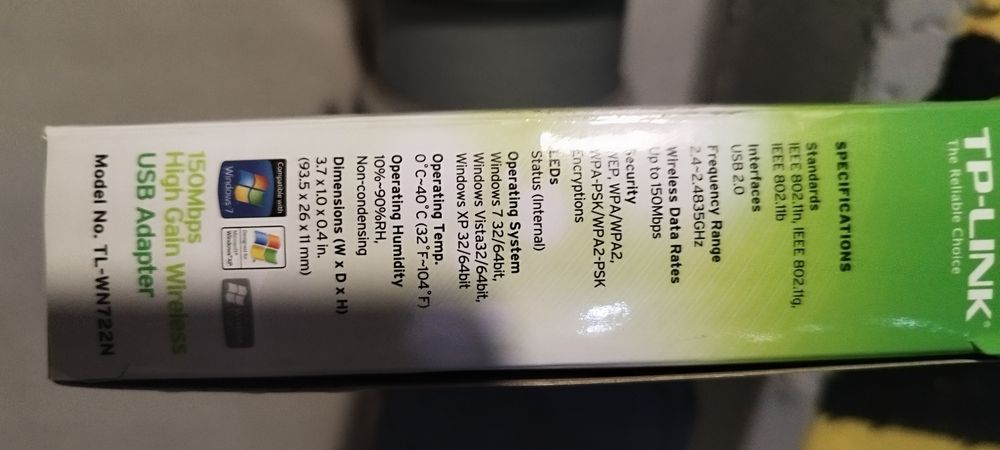 TP-Link TL-WN722N (802.11 b/g/n 150Mb/s


TP-Link TL-WN722N (802.11