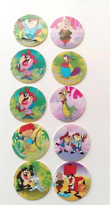 Mega,World,Magic e Tinny Toons Tazos vários antigos.