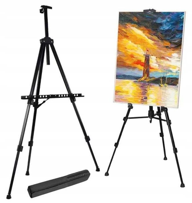 Zestaw artystyczny malarski sztaluga farby płótna pędzle dla dzieci