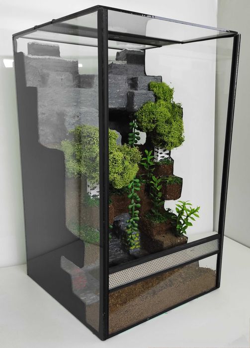 Terrarium dla gekona płaczącego | Terraria tropikalne z wyposażeniem | Styl Pixel Art TW28MC, AquaWaves