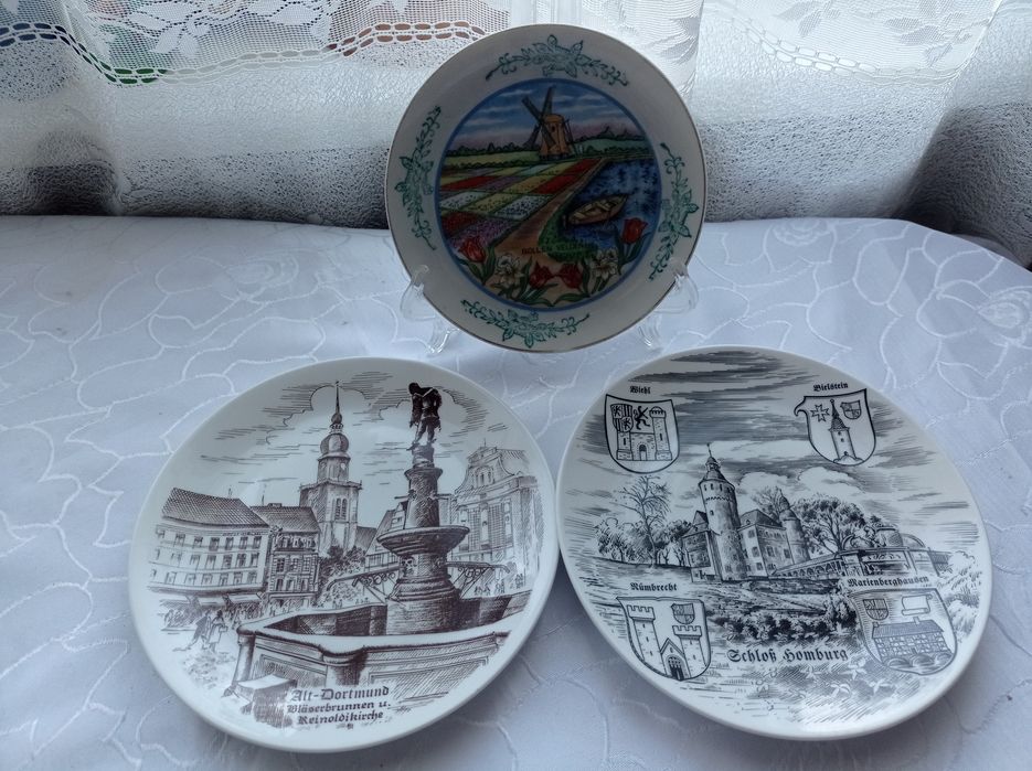 Zestaw 3 porcelanowych talerzy