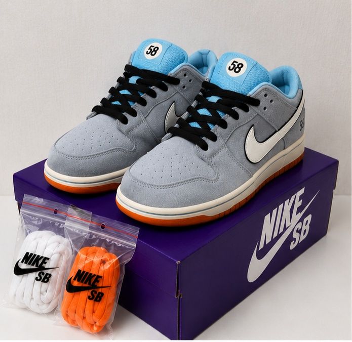 Кросівки Nike SB Dunk Low Club 58 Gulf / Найк СБ Данк Лоу блакитні замшеві