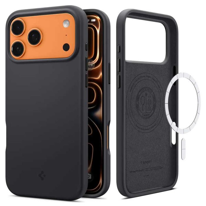 Чехол Spigen Silicone Fit MagFit для iPhone 17 Pro/18 Pro и 17 Pro Max/18 Pro Max - Black