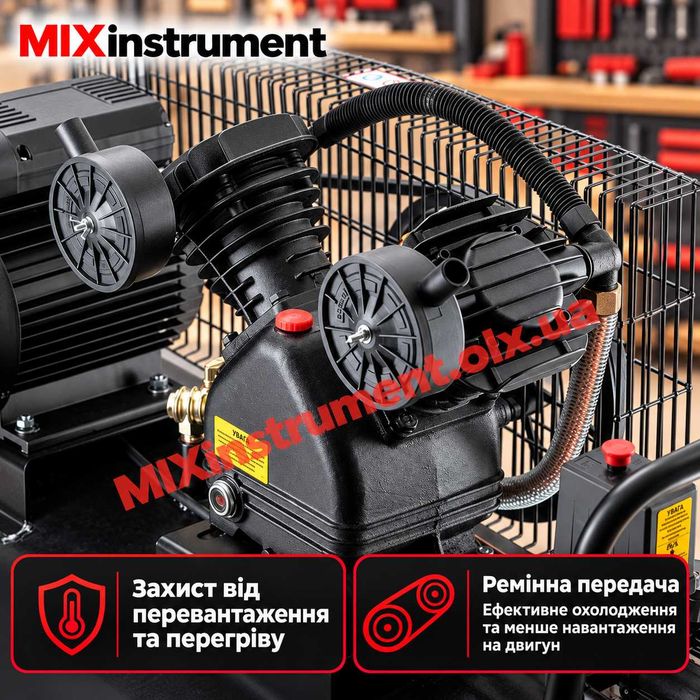 Компресор INTERTOOL PT-0014 100 л, 3 кВт, 500 л/хв — гарантія 3 роки