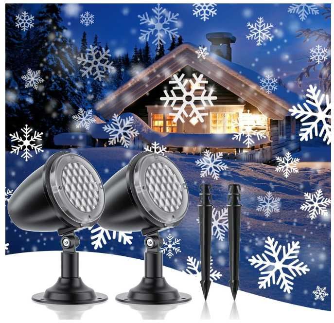 Projektor świąteczny LED CHILCEW wzór śnieżynki 2 sztuki