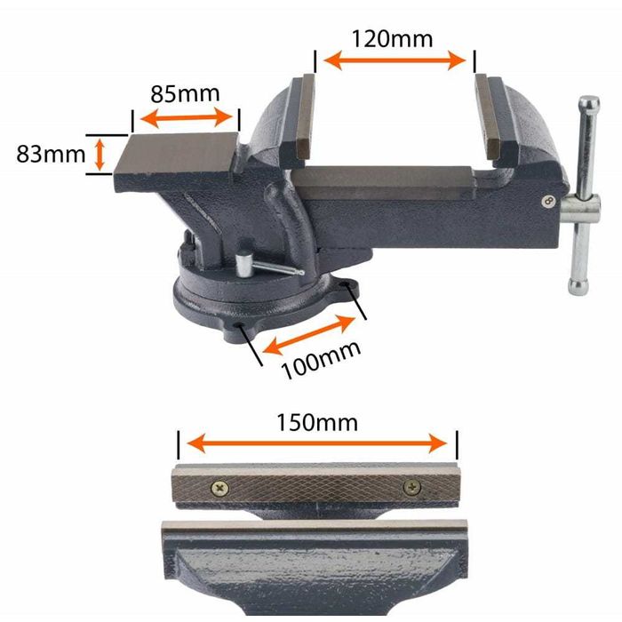 POWERMAT Imadło Ślusarskie 150 Mm Obrotowe Z Kowadłem 360° PM1237
