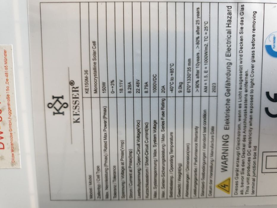 Painél solar monocristalinos 150w Novo- 12v NOVO
