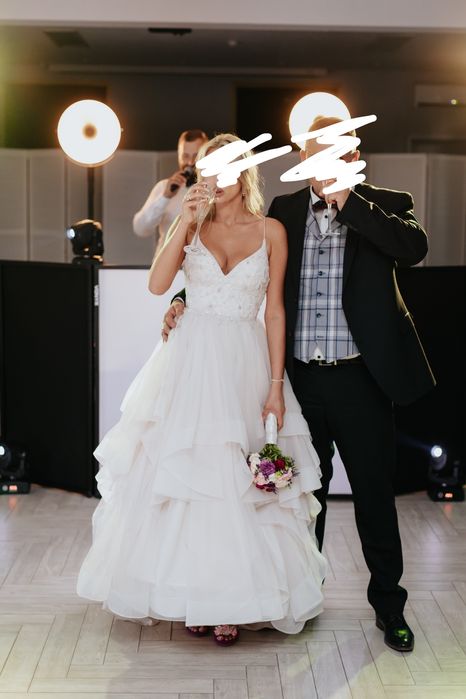 Sukienka Ślubna jasny róż rozm. S/M 800 zł