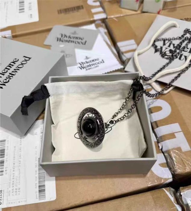 Vivienne Westwood Floral Engraved Orb Pendant Necklace