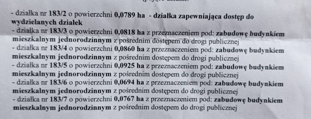 Działki budowlane 80zł/m2