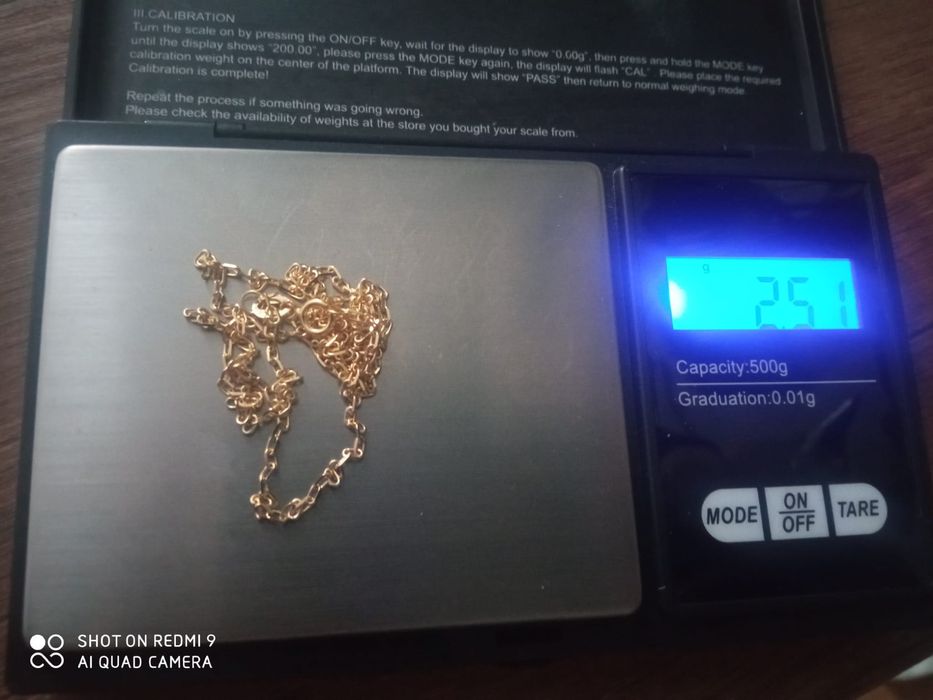 ZŁOTY, nowy łańcuszek, 45 cm, 2,51 g, próba: 585, 14K