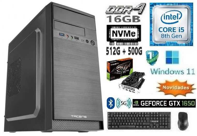 Pç Gamer 8ªG|i5-8500-4.0G|16G|NVMe512G+HDD500G|GTX1650-4G|5G+BT|W11