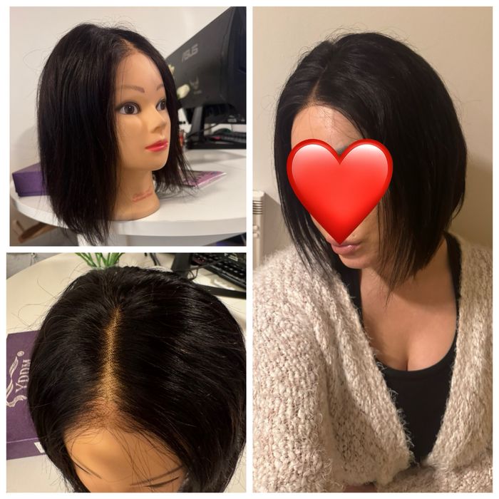 Peruka z naturalnych wlosow lace front ciemny braz ciecie na boba