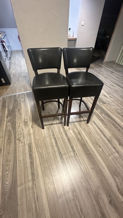 Hokery skórzane brązowe