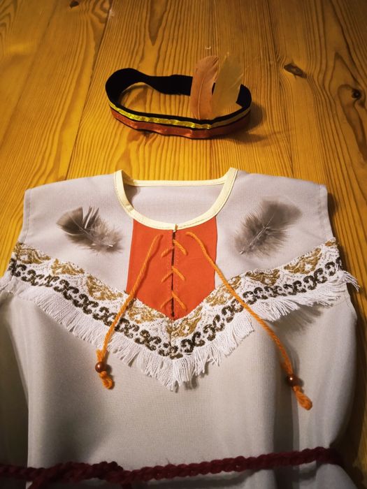 Nowy Strój Indianki 128 Pocahontas Indianka Turniczka i Opaska Bal