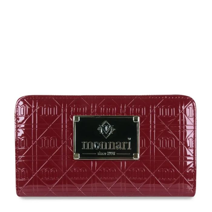 Portfel skórzany damski Monnari czerwony lakierowany węzowy