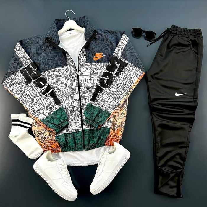 Осінній спортивний комплект вітрівка та штани Найк спортивний костюм