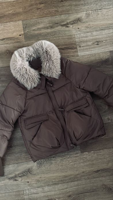 Куртка пуфер шоколад коричневий зимовий