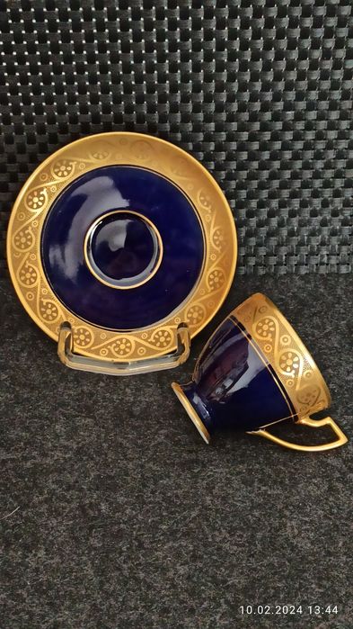 Porcelana Waldershof Rosenthal DUO 150 ml Złocona Jubilerska  22 K Au