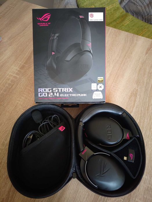 Słuchawki ASUS ROG Strix Go 2.4 Electro Punk pełny zestaw plus Pad new