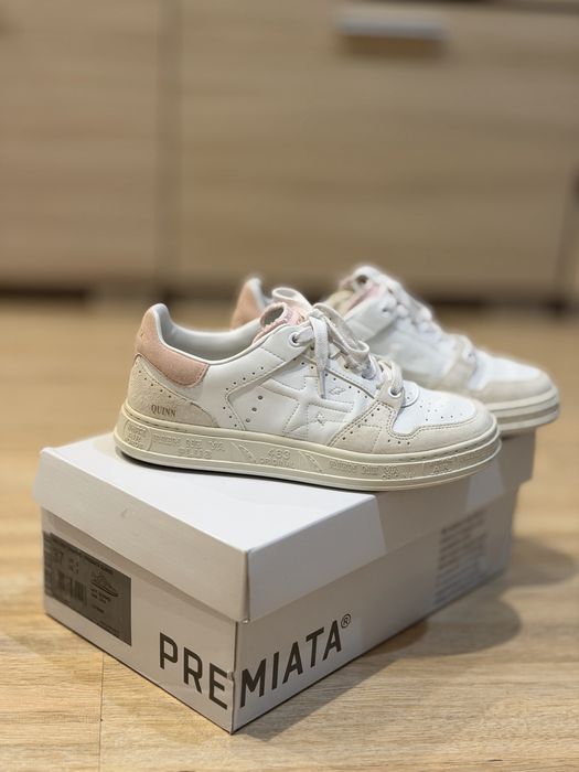 Женские кроссовки PREMIATA Quinnd 7419 бело-розовые