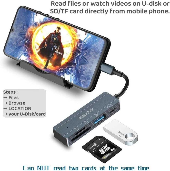 Hub Czytnik kart SD/micro SD adapter USB-C OTG 4w1 z kart SD/TF/OTG