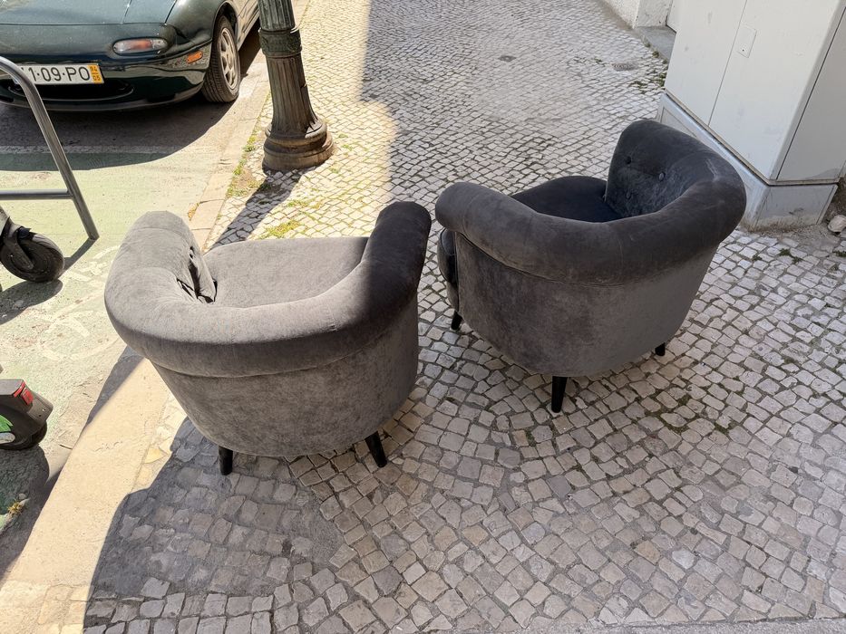 2 Cadeiras Pultronas Sofás Cinzento Escuro