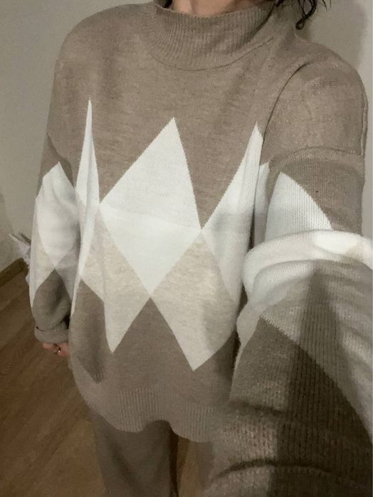 Костюм вязаный палаццо беж M-L