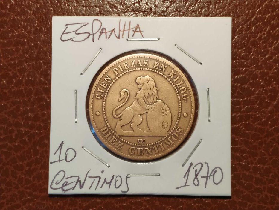 A268 moeda de 10 centimos de 1870 - Espanha