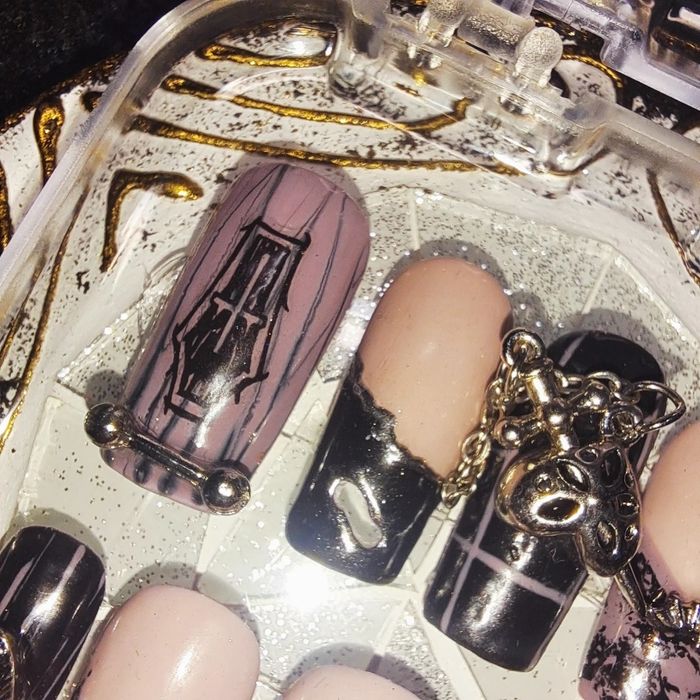 Violet Goth Lolita Press On Nails Set Tipsy Kwadraty