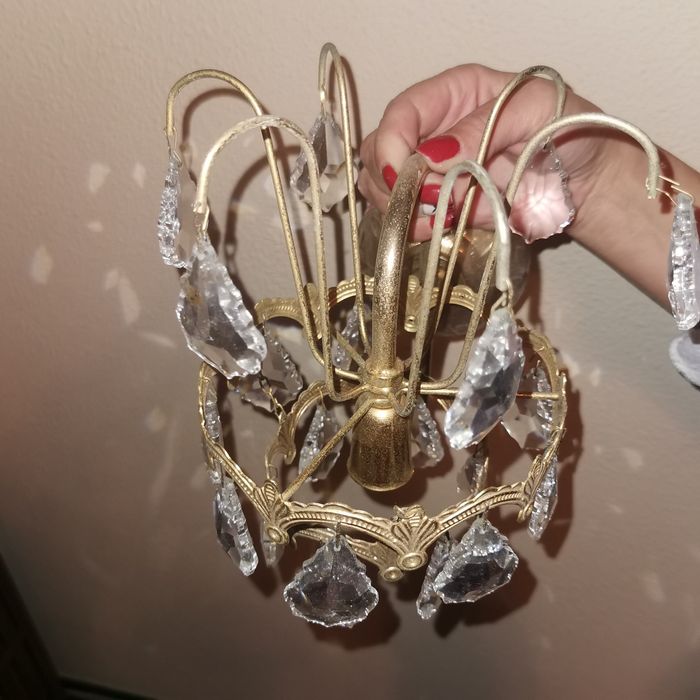Candeeiro  cristal + apliques