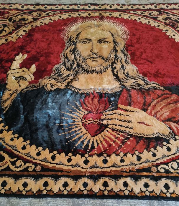 Painel decorativo-sagrado coração de jesus-tecido veludo antigo.