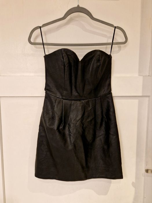 Topshop sukienka XS 34 czarna skórzana