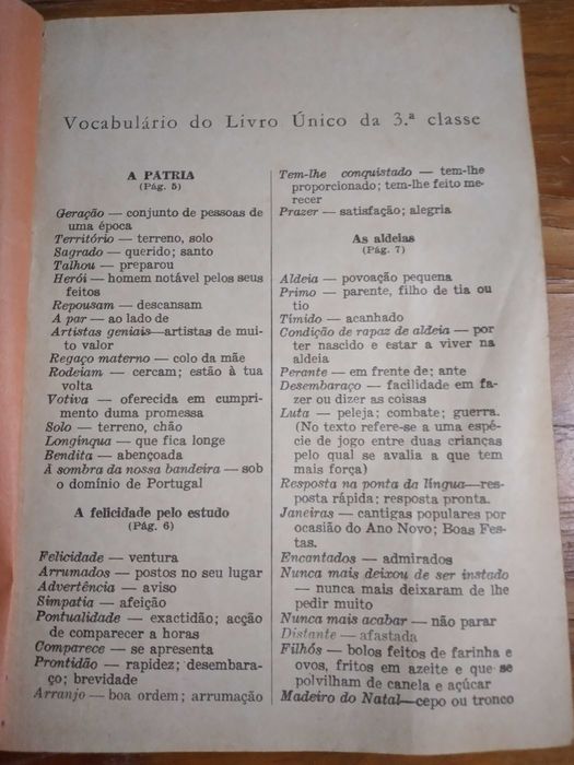 Vocabulário do Livro Único da 3ª Classe (1963)