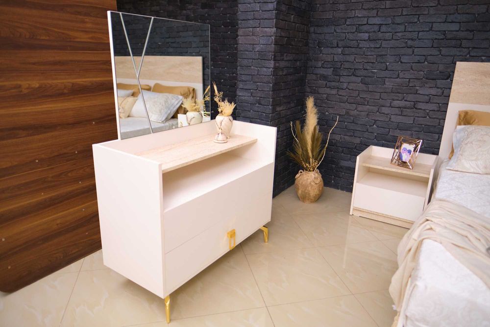 Conjunto Quarto Completo Casal Novo | Cama Roupeiro Cómoda Mesa