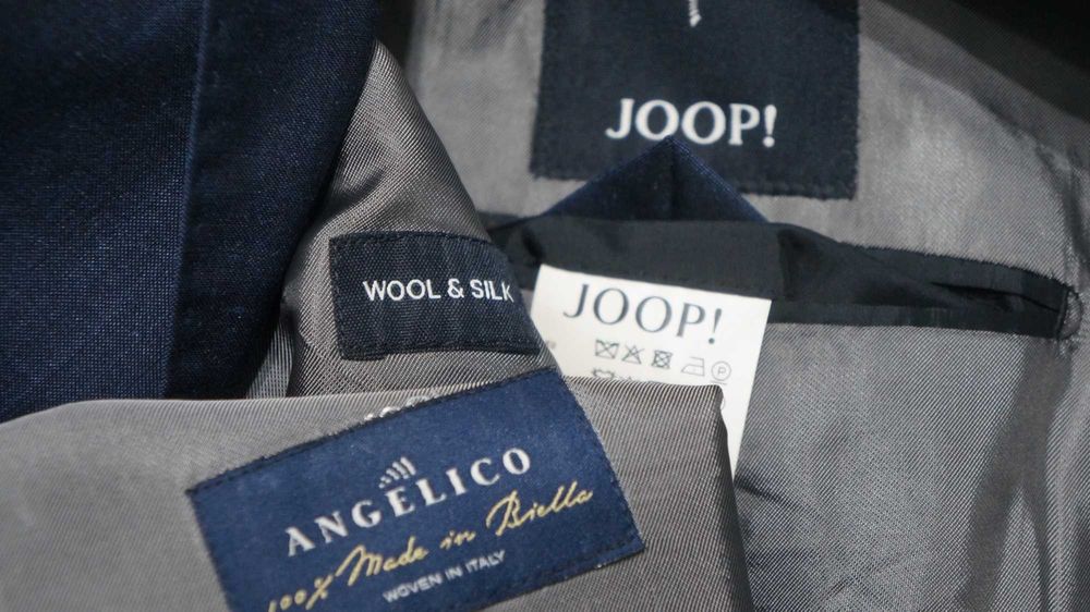 Marynarka dwurzędowa JOOP Slim Fit 46 S Wełna Moher Jedwab Granatowa