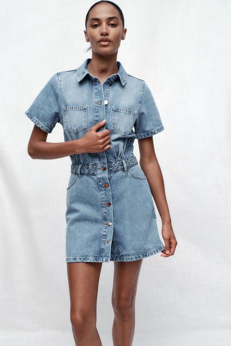 Vestido Camiseiro em Ganga Novo S
