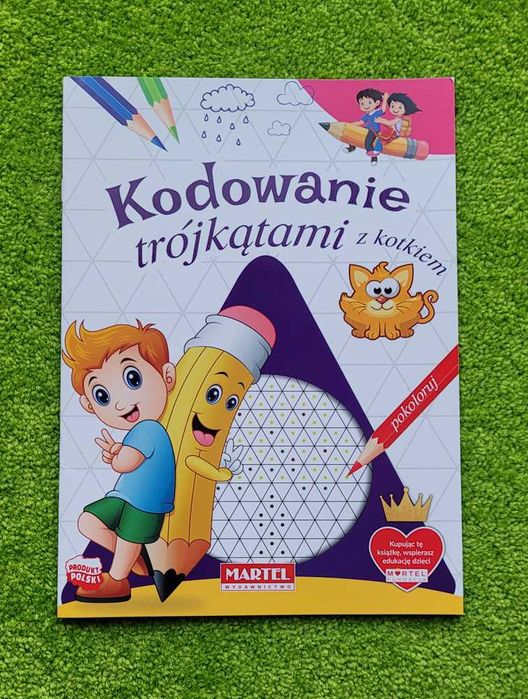 Kodowanie trójkątami z kotkiem kolorowanka