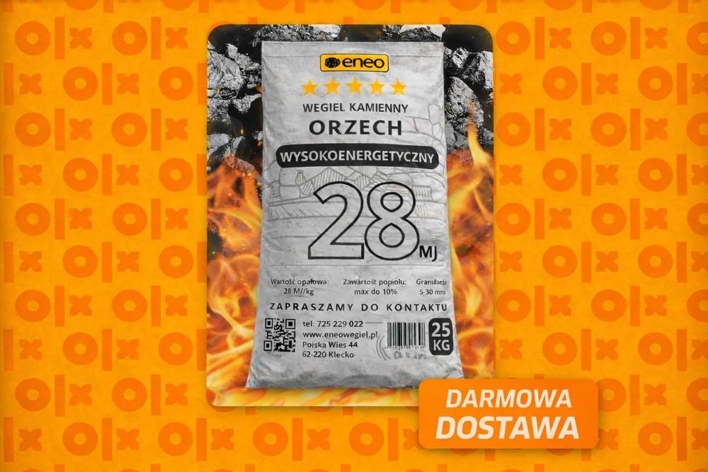 Węgiel kamienny orzech, węgiel groszek. Transport gratis!