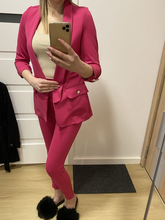 Komplet marynarka spodnie XS/S 34/36 fuksja