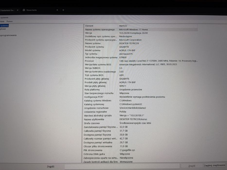 Laptop Gigabayte 4080 2tb ssd intel i 7 14 rdzeni 32gb ram