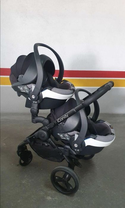 iCandy para Gémeos – Conjunto Completo | 2 Ovos + Alcofa + Carrinho