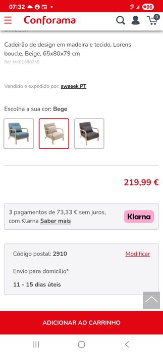 Cadeirão bege madeira