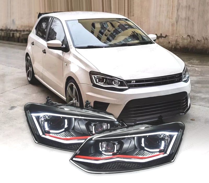 FARÓIS VOLKSWAGEN POLO 6R 6C 09-17 LOOK GTI 18