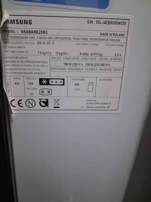 Lodowka samsung z kostkarka