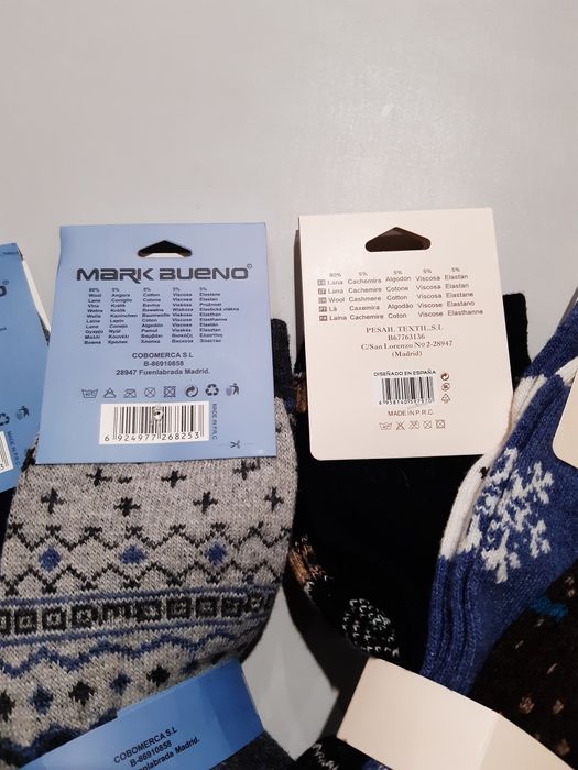 6 pares de meias novas em lã tamanho 40-46