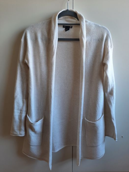 Cardigan branco com lã Tam. XS da H&M
