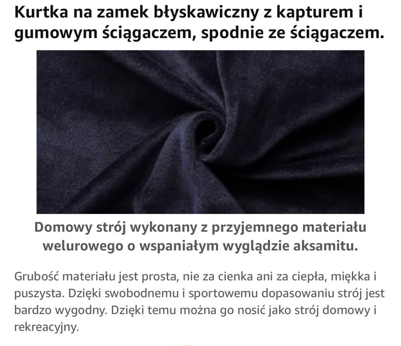 Enjyam Damskie welurowe zestaw dresowy