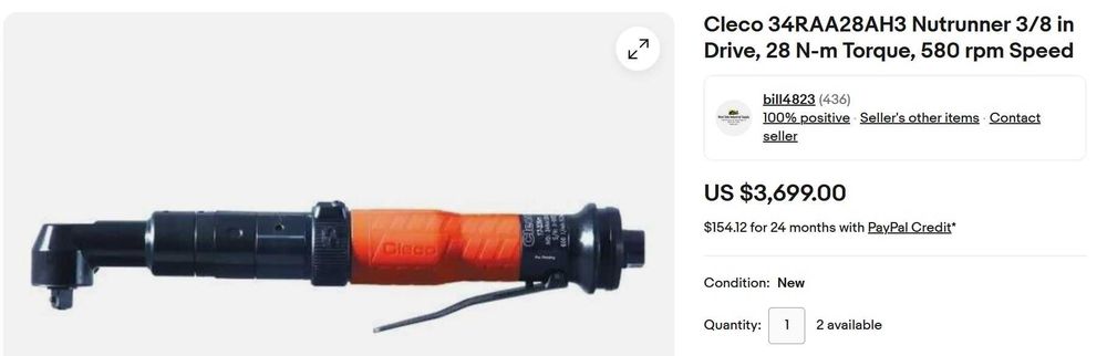 Wkrętak kątowy Cleco 34RAA28AH3 34 napęd kwadrat 3/8'' Pneumatic NOWY